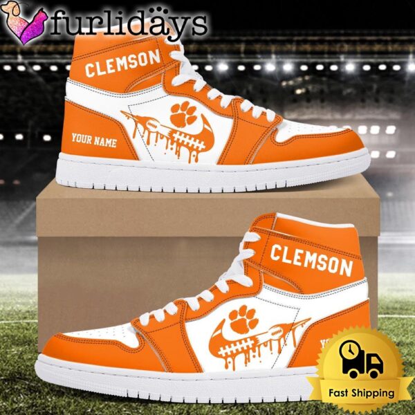 NCAA Clemson Tigers Grunge Style Custom Air Jordan 1 Shoes