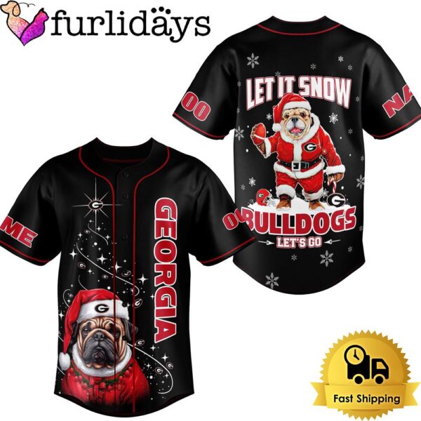 NCAA Georgia Bulldogs Let It Snow Mascot Christmas Baseball Jersey