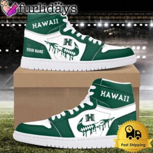 NCAA Hawaii Rainbow Warriors Grunge Style Custom Air Jordan 1 Shoes