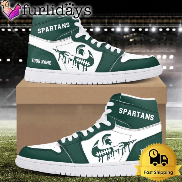 NCAA Michigan State Spartans Grunge Style Custom Air Jordan 1 Shoes