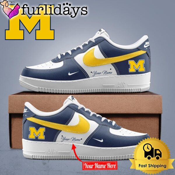 NCAA Michigan Wolverines Football Logo New Limited Design Custom Air Force 1 Shoes