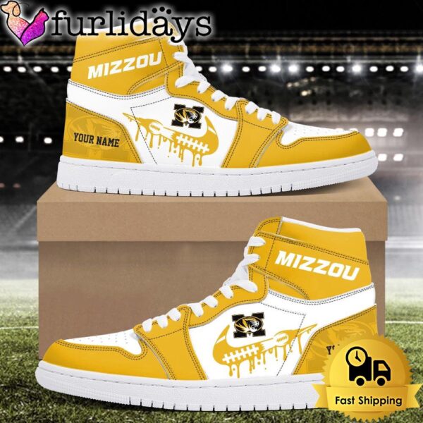 NCAA Missouri Tigers Grunge Style Custom Air Jordan 1 Shoes