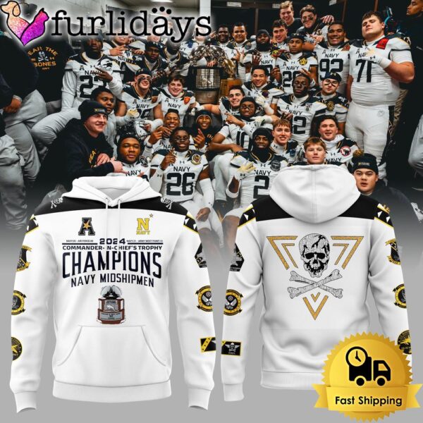 NCAA Navy Midshipmen CIC Trophy Champions Logo Team White Hoodie