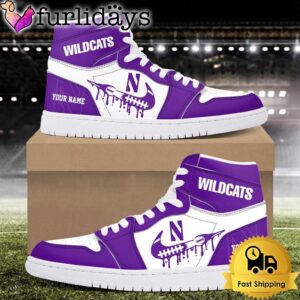 NCAA Northwestern Wildcats Grunge Style Custom Air Jordan 1 Shoes