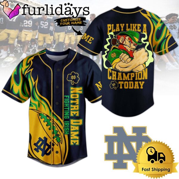 NCAA Notre Dame Fighting Irish Play Like A Champion Today Baseball Jersey