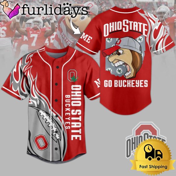 NCAA Ohio State Buckeyes Mascot Crazy Baseball Jersey