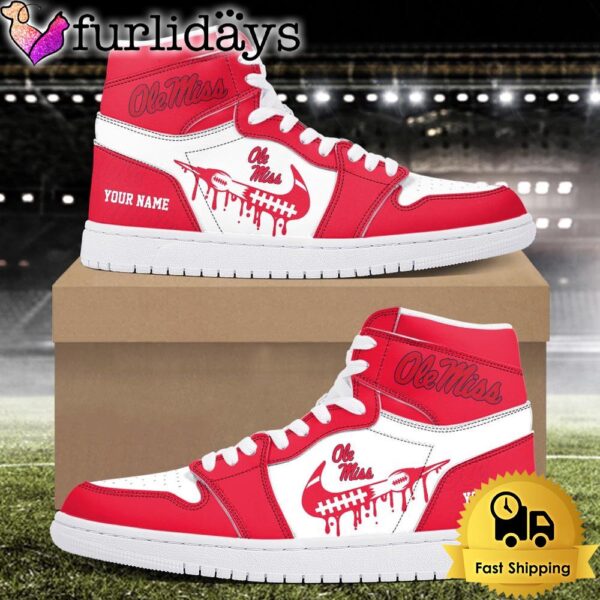 NCAA Ole Miss Rebels Grunge Style Custom Air Jordan 1 Shoes