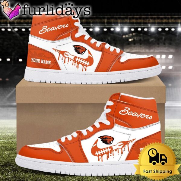 NCAA Oregon State Beavers Grunge Style Custom Air Jordan 1 Shoes