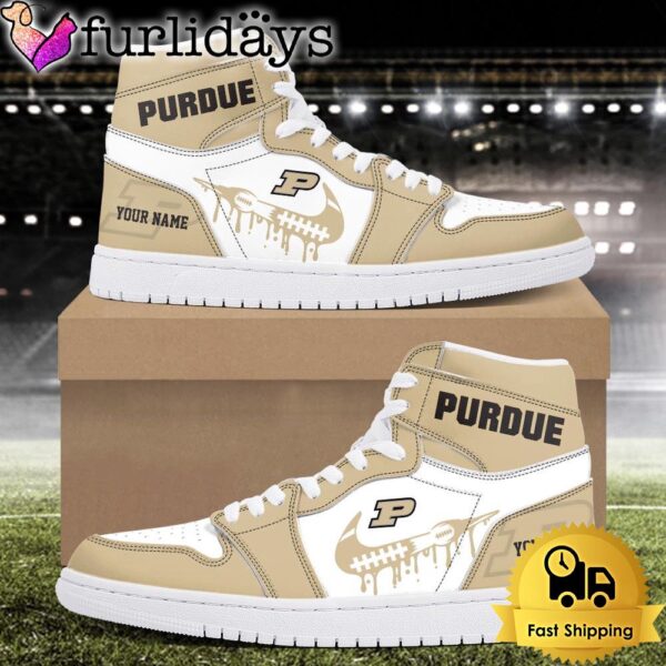 NCAA Purdue Boilermakers Grunge Style Custom Air Jordan 1 Shoes