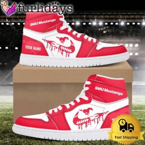 NCAA SMU Mustangs Grunge Style Custom Air Jordan 1 Shoes