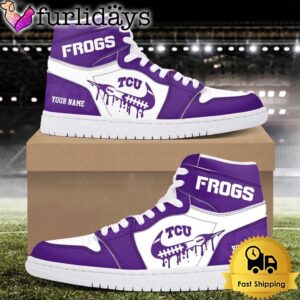 NCAA TCU Horned Frogs Grunge Style Custom Air Jordan 1 Shoes