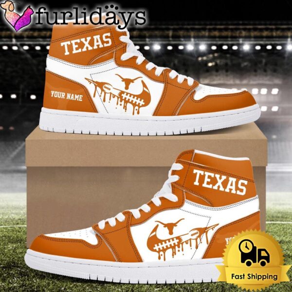 NCAA Texas Longhorns Grunge Style Custom Air Jordan 1 Shoes