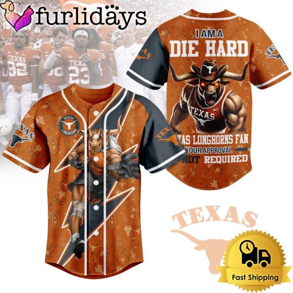 NCAA Texas Longhorns I Am A Die Hard Mascot Crazy Baseball Jersey