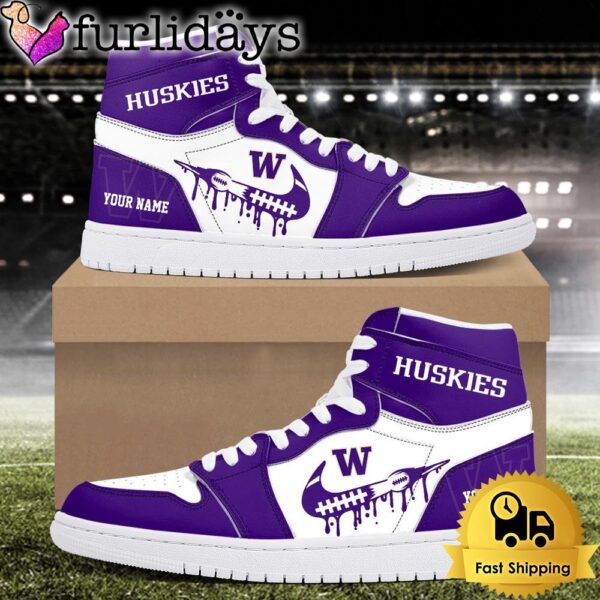 NCAA Washington Huskies Grunge Style Custom Air Jordan 1 Shoes