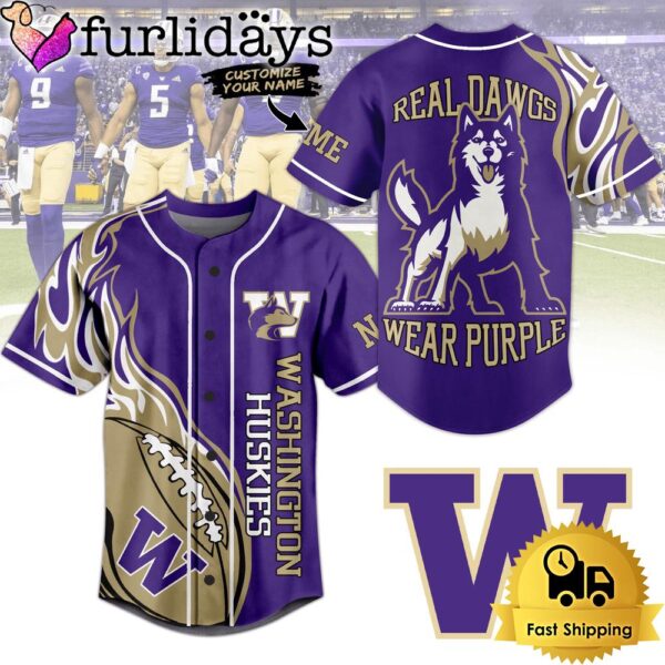 NCAA Washington Huskies Real Dawgs Wear Purple Baseball Jersey