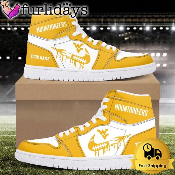 NCAA West Virginia Mountaineers Grunge Style Custom Air Jordan 1 Shoes