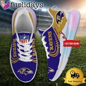 NFL Baltimore Ravens Custom Rainbow Atmospheric Cushion Running Shoes, Women's Sneaker