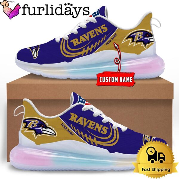 NFL Baltimore Ravens Custom Rainbow Atmospheric Cushion Running Shoes, Women’s Sneaker