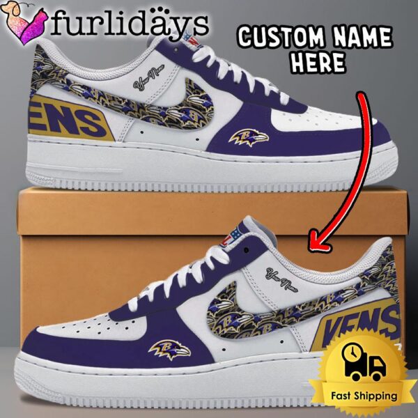 NFL Baltimore Ravens Logo Team Design Custom Air Force 1 Shoes