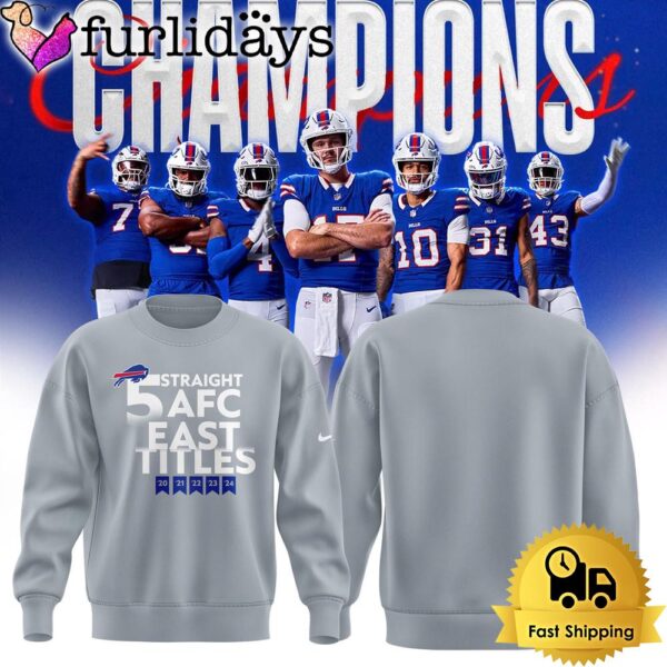 NFL Buffalo Bills 2024 AFC East Division Champions Grey Sweatshirt