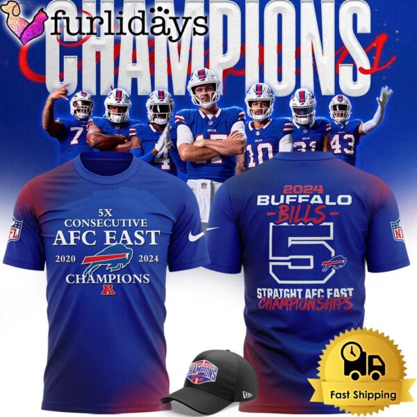 NFL Buffalo Bills 5 Consecutive AFC East Champions T Shirt