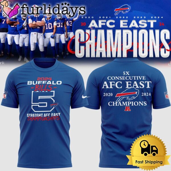 NFL Buffalo Bills 5 Straight AFC East Division Champions T Shirt