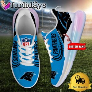 NFL Carolina Panthers Custom Rainbow Atmospheric Cushion Running Shoes, Women's Sneaker