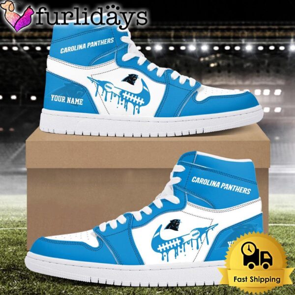 NFL Carolina Panthers Grunge Style Custom Air Jordan 1 Shoes