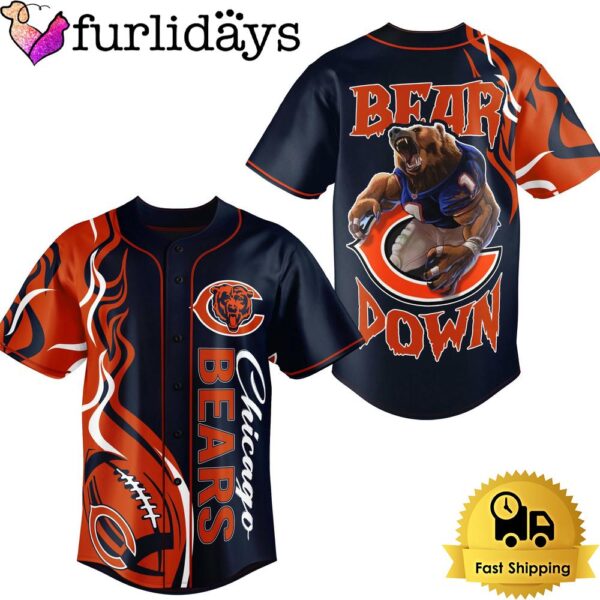 NFL Chicago Bears Mascot Down Baseball Jersey