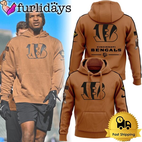 NFL Cincinnati Bengal Salute To Service Veteran Brown Hoodie