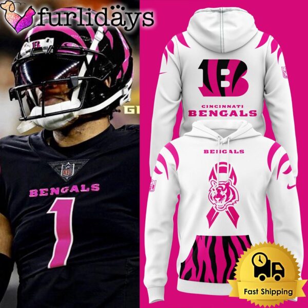 NFL Cincinnati Bengals Breast Cancer White Hoodie