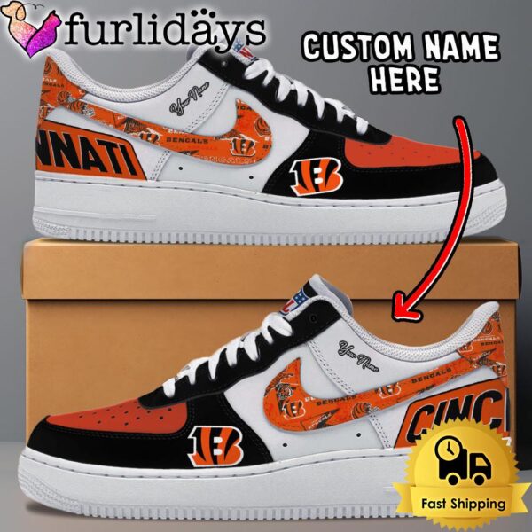 NFL Cincinnati Bengals Logo Team Design Custom Air Force 1 Shoes