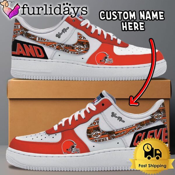 NFL Cleveland Browns Logo Team Design Custom Air Force 1 Shoes