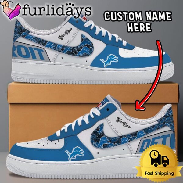 NFL Detroit Lions Logo Team Design Custom Air Force 1 Shoes