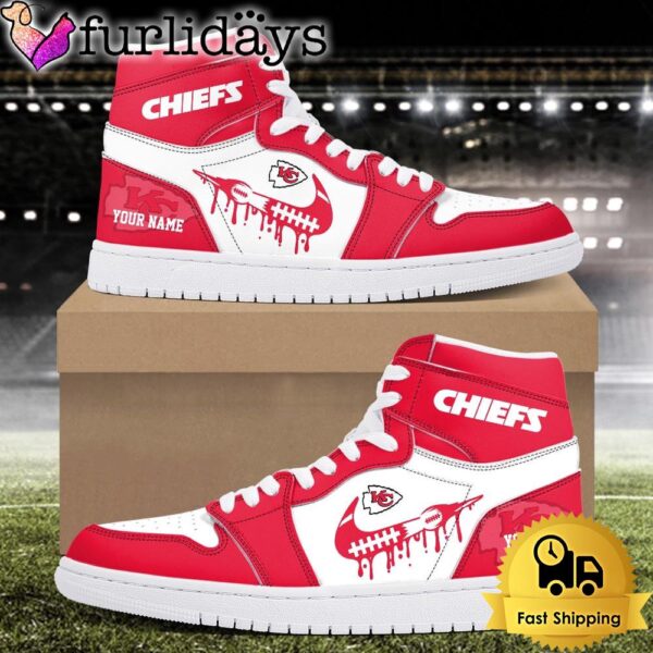 NFL Kansas City Chiefs Grunge Style Custom Air Jordan 1 Shoes