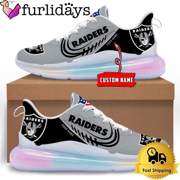 NFL Las Vegas Raiders Custom Rainbow Atmospheric Cushion Running Shoes, Women’s Sneaker