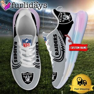 NFL Las Vegas Raiders Custom Rainbow Atmospheric Cushion Running Shoes, Women's Sneaker