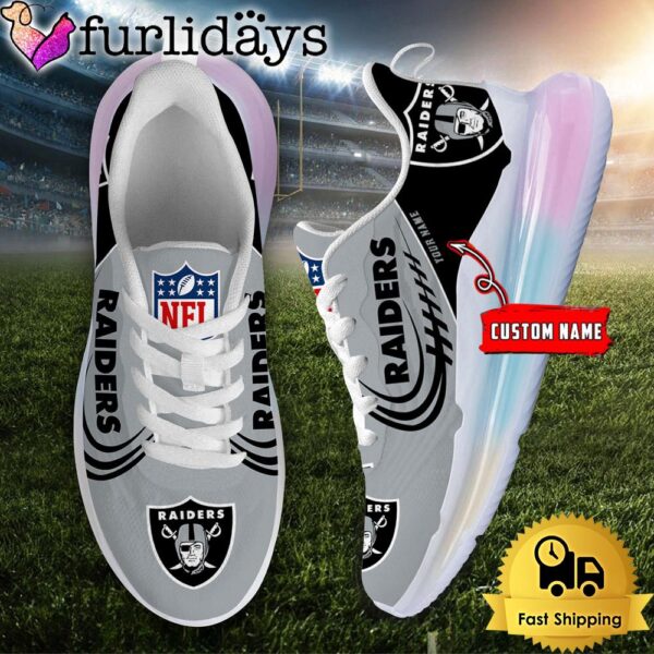 NFL Las Vegas Raiders Custom Rainbow Atmospheric Cushion Running Shoes, Women’s Sneaker