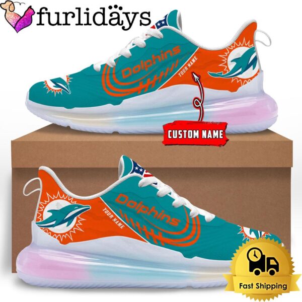 NFL Miami Dolphins Custom Rainbow Atmospheric Cushion Running Shoes, Women’s Sneaker