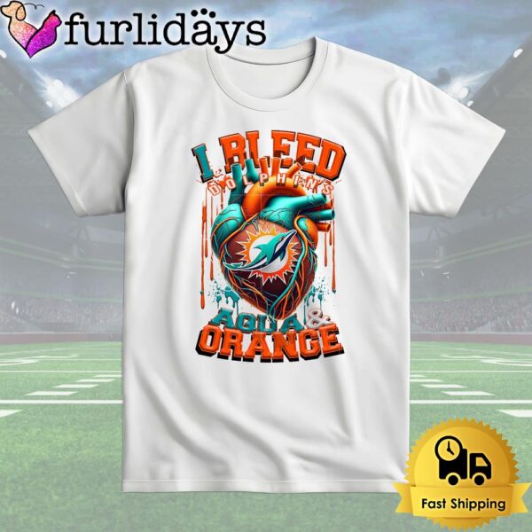 NFL Miami Dolphins I bleed Aqua Orance T Shirt