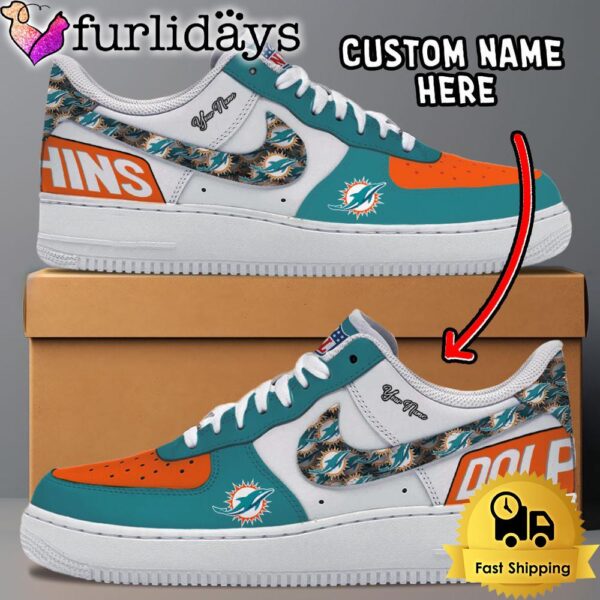 NFL Miami Dolphins Logo Team Design Custom Air Force 1 Shoes