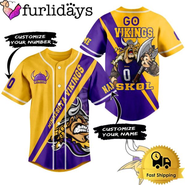 NFL Minnesota Vikings Go Vikings Skol Custom Baseball Jersey