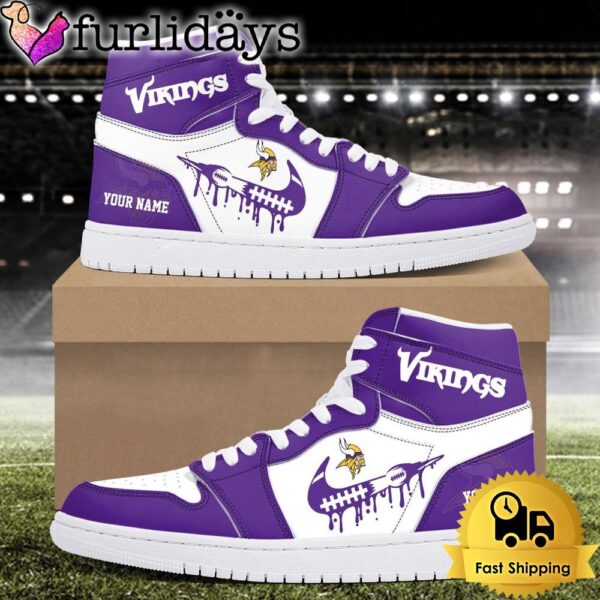 NFL Minnesota Vikings Grunge Style Custom Air Jordan 1 Shoes