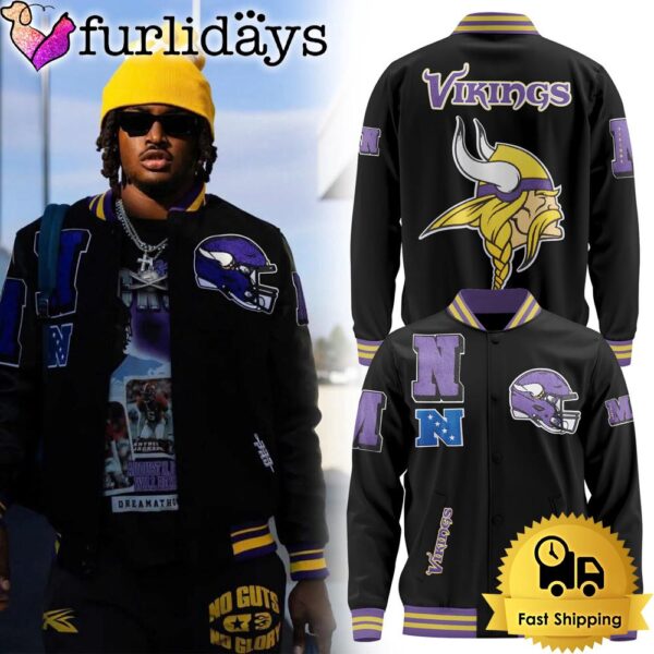 NFL Minnesota Vikings Helmets Logo Baseball Jacket