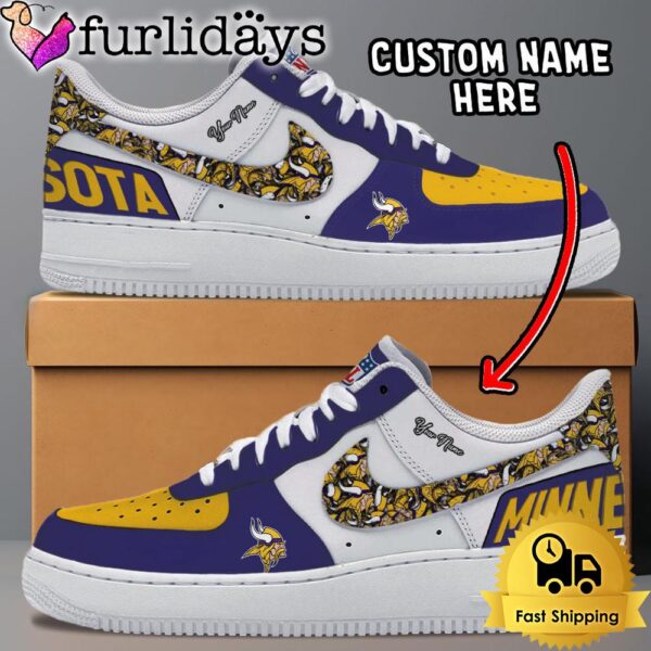 NFL Minnesota Vikings Logo Team Design Custom Air Force 1 Shoes