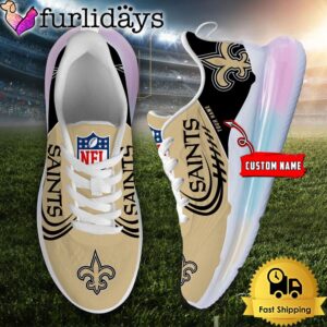 NFL New Orleans Saints Custom Rainbow Atmospheric Cushion Running Shoes, Women's Sneaker