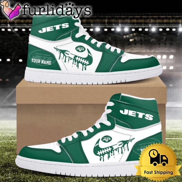 NFL New York Jets Grunge Style Custom Air Jordan 1 Shoes