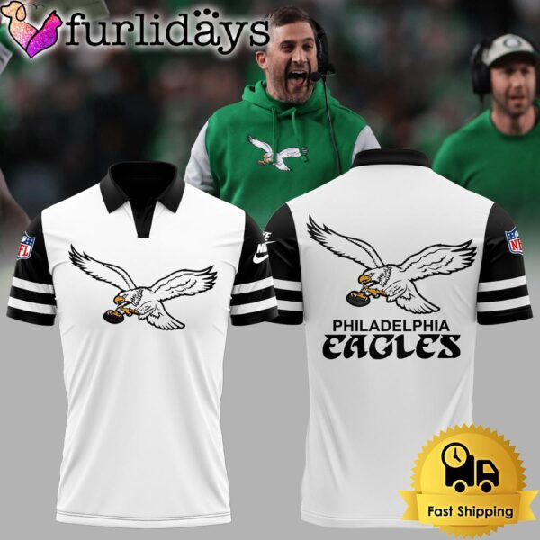 NFL Philadelphia Eagles Football Coach Nicholas John Sirianni’s Eagles White Polo Shirt