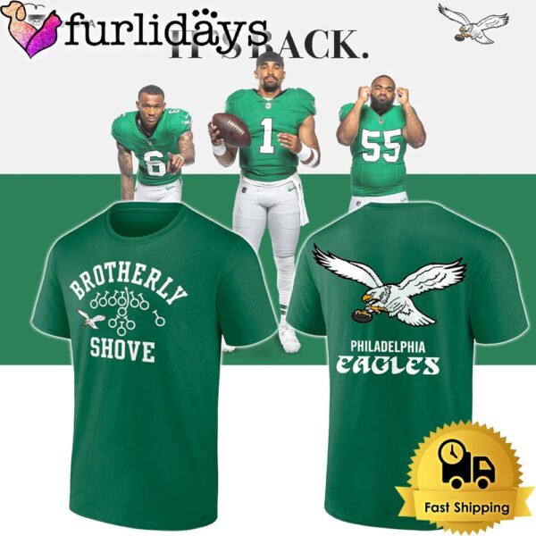 NFL Philadelphia Eagles Football Kelly Green Brotherly Shove T Shirt