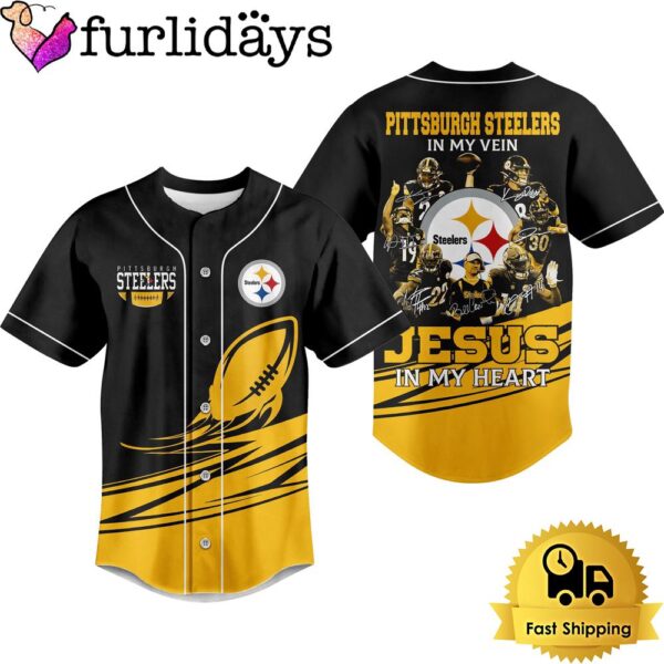 NFL Pittsburgh Steelers In My Vein Jesus In My Heart Baseball Jersey